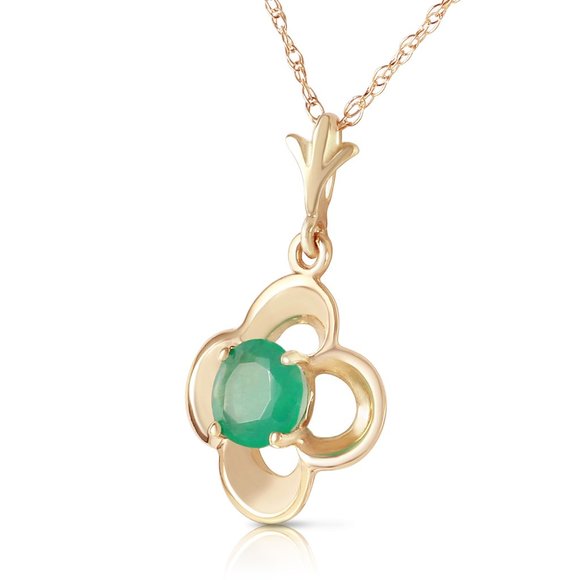 14K. SOLID GOLD NECKLACE WITH NATURAL EMERALD